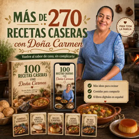 Más de 270 recetas caseras con Doña Carmen. Vuelve al sabor de casa, sin complicarte. Más ideas para cocinar, comidas para compartir y 6 libros digitales en español.